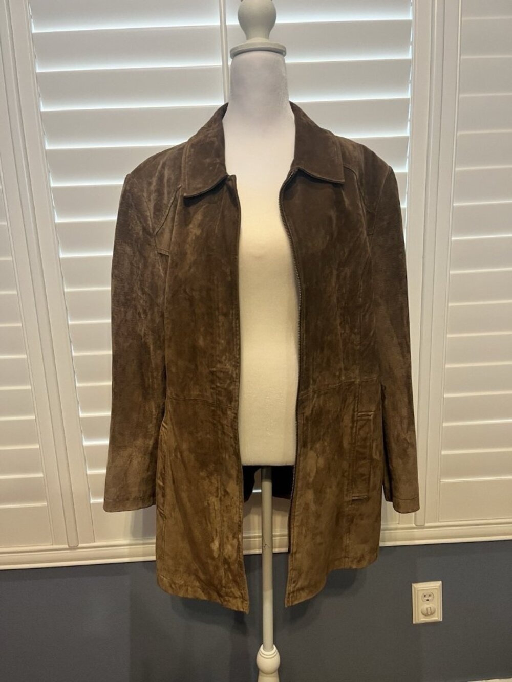 Vintage Cherokee Women’s XL Brown Genuine Leather Suede Long Jacket Coat